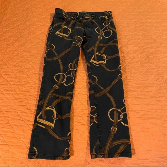 Ralph Lauren Sz 8P Petite equestrian jeans Horse bit bridle lasso - Picture 1 of 11